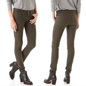 Vince Welt Pocket Dark Olive Tencel Skinny Moto Ankle Stretch Jeans Womens Sz 25